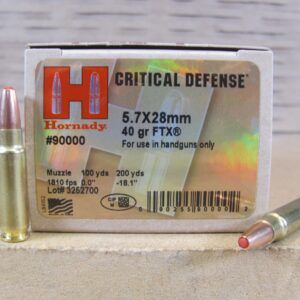 25 Round Box - 5.7x28mm 40 Grain FTX Hornady Critical Defense Ammo - 90000