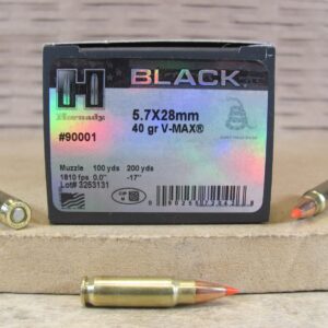 25 Round Box - 5.7x28mm 40 Grain V-Max Hornady Black Ammo - 90001