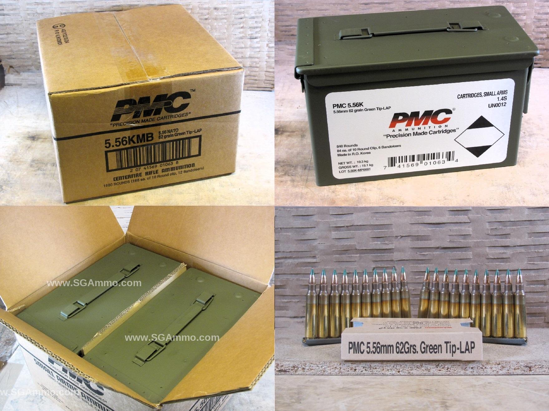 5.56mm 62 Grain Green Tip M855 Ammo by PMC on AR15 Stripper Clips and Bandoleers in Ammo Cans - 556KMB