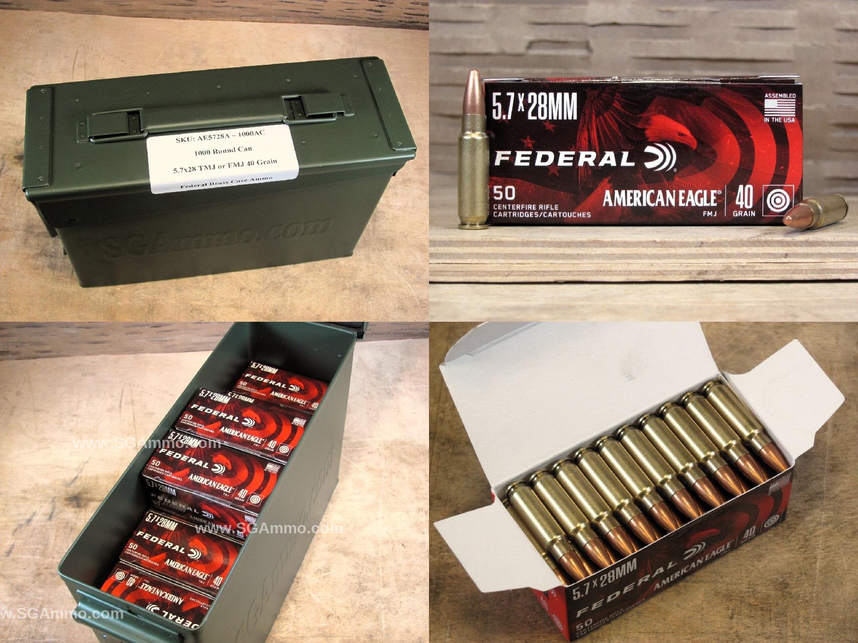 5.7x28 40 Grain TMJ or FMJ Federal Ammo - AE5728A