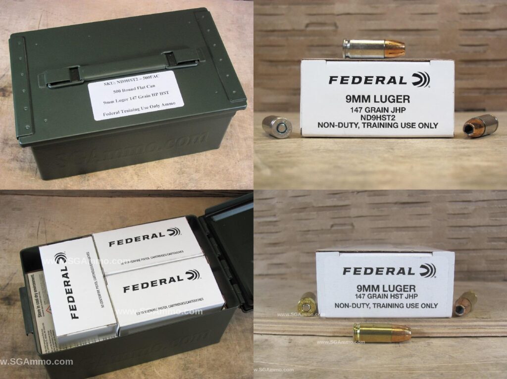 500 Round Flat Can – 9mm Luger 147 Grain HST Hollow Point Non-Duty