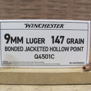50 Round Box - 9mm Luger 147 Grain Bonded Nickel Plated Jacketed Hollow Point Ammo by Winchester - ZQ4501C