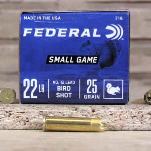 50 Round Box - Federal .22 LR Cal. Long Rifle Bird Shot 25 Grain No. 12 Lead Shot with Crimped Case - 716
