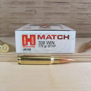 20 Round Box - 308 Win Hornady 178 Grain BT Hollow Point Match Ammo - 8105