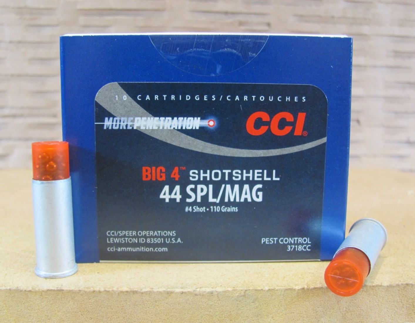 10 Round Box – CCI 44 Special/Magnum Big 4 Shotshell Ammo for Pest Control – 110 Grains of Number 4 Shot – Made by CCI – 3718CC