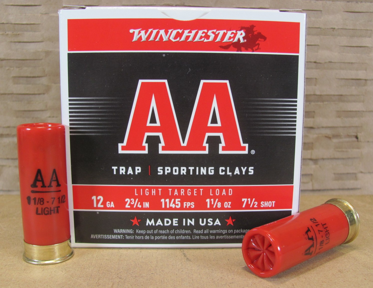 250 Round Case - 12 Gauge 2-3/4 Inch 1-1/8 Oz. 7-1/2 Shot Winchester Light Target Load Ammo - AA127