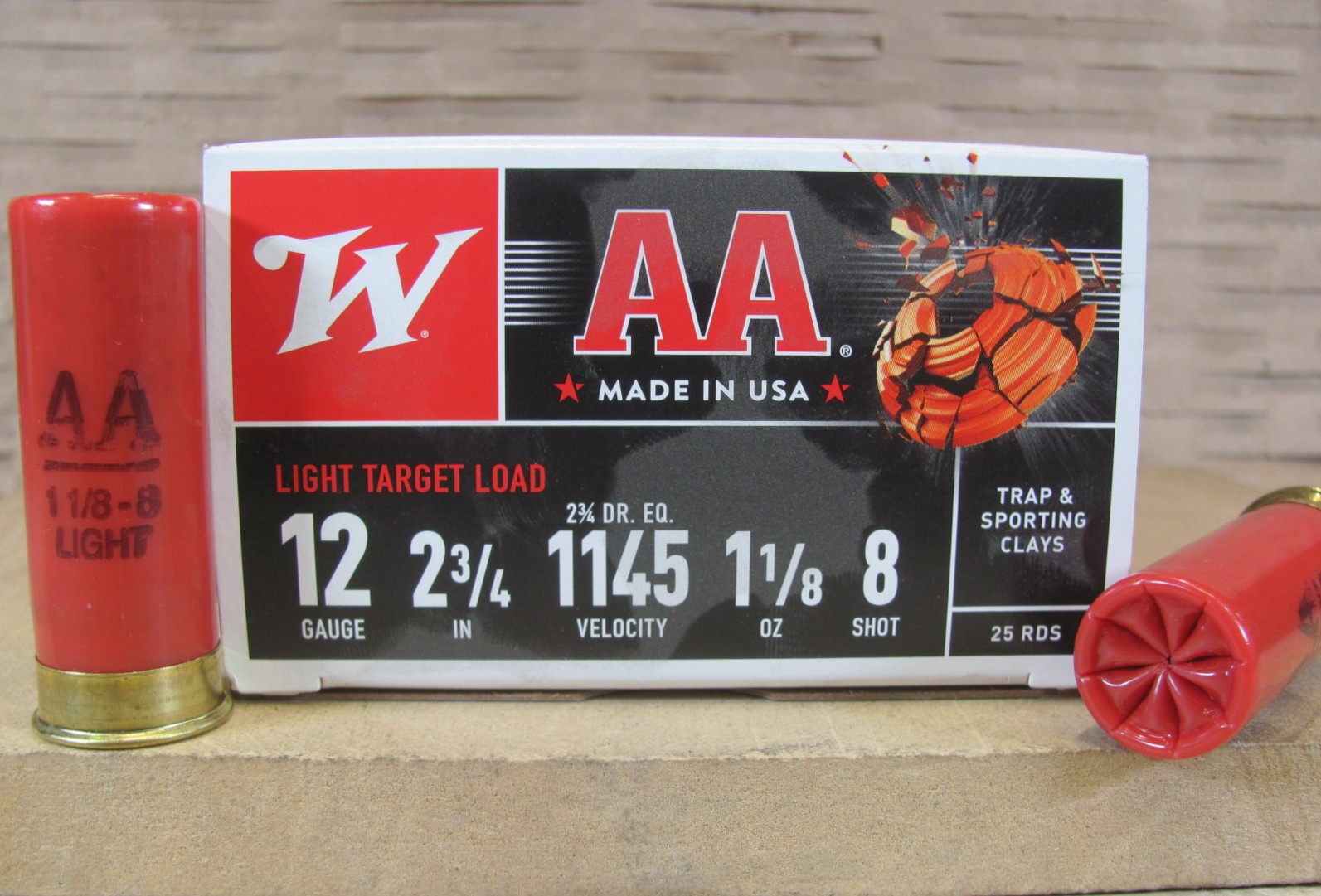 250 Round Case - 12 Gauge Winchester AA Target 2.75 Inch 1145FPS - 1.125 Ounce - Number 8 Shot - AA128