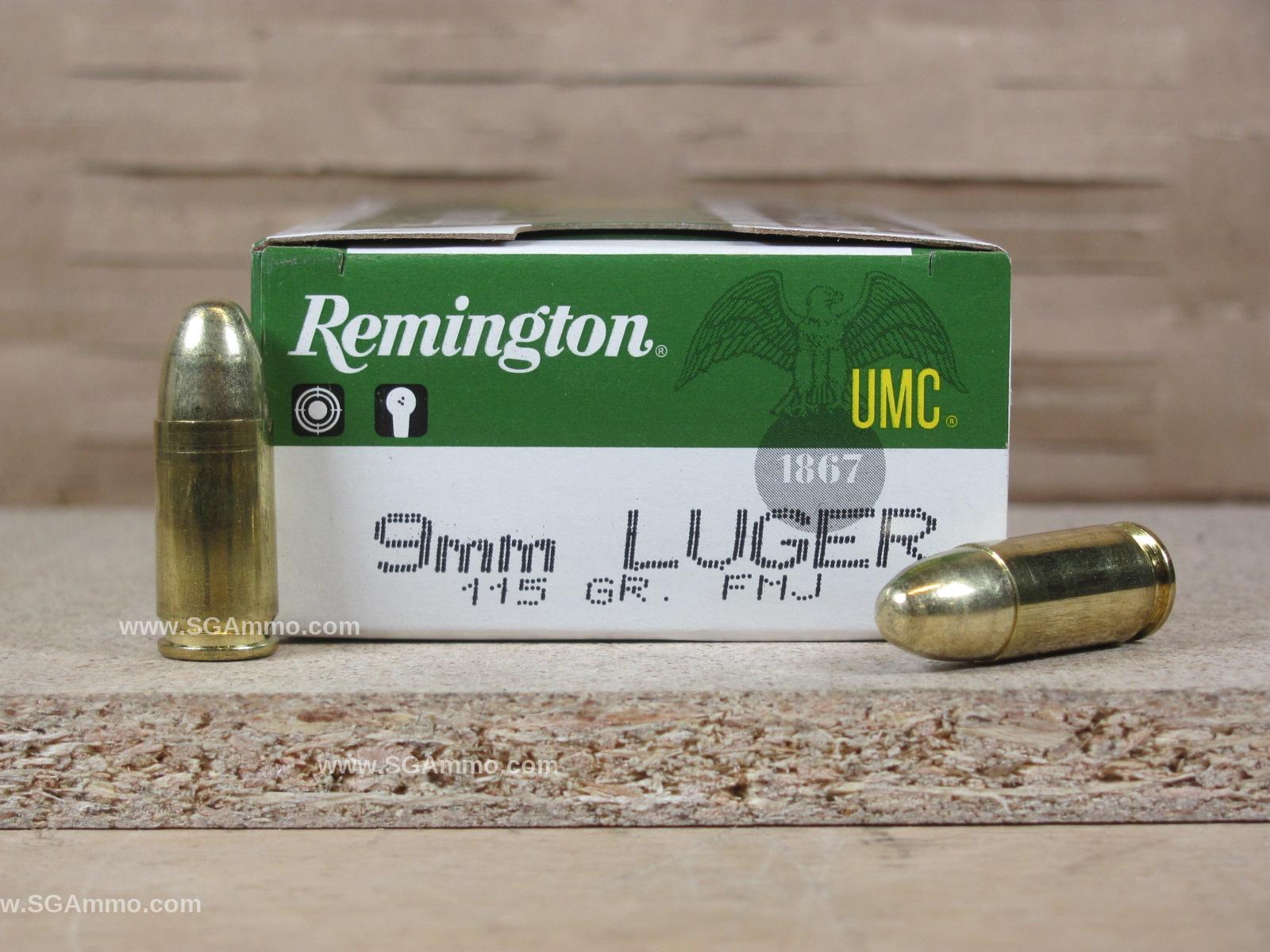 1000 Rounds - 9mm Luger 115 grain FMJ Remington UMC Ammo - L9MM3