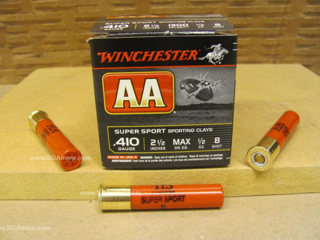 250 Round Case - 410 Gauge 2-1/2 Inch 1/2 Oz. Number 8 Shot Winchester AA Ammo - AASC418 - Bulk Ammo For Sale | Cheap Ammunition | SG Ammo
