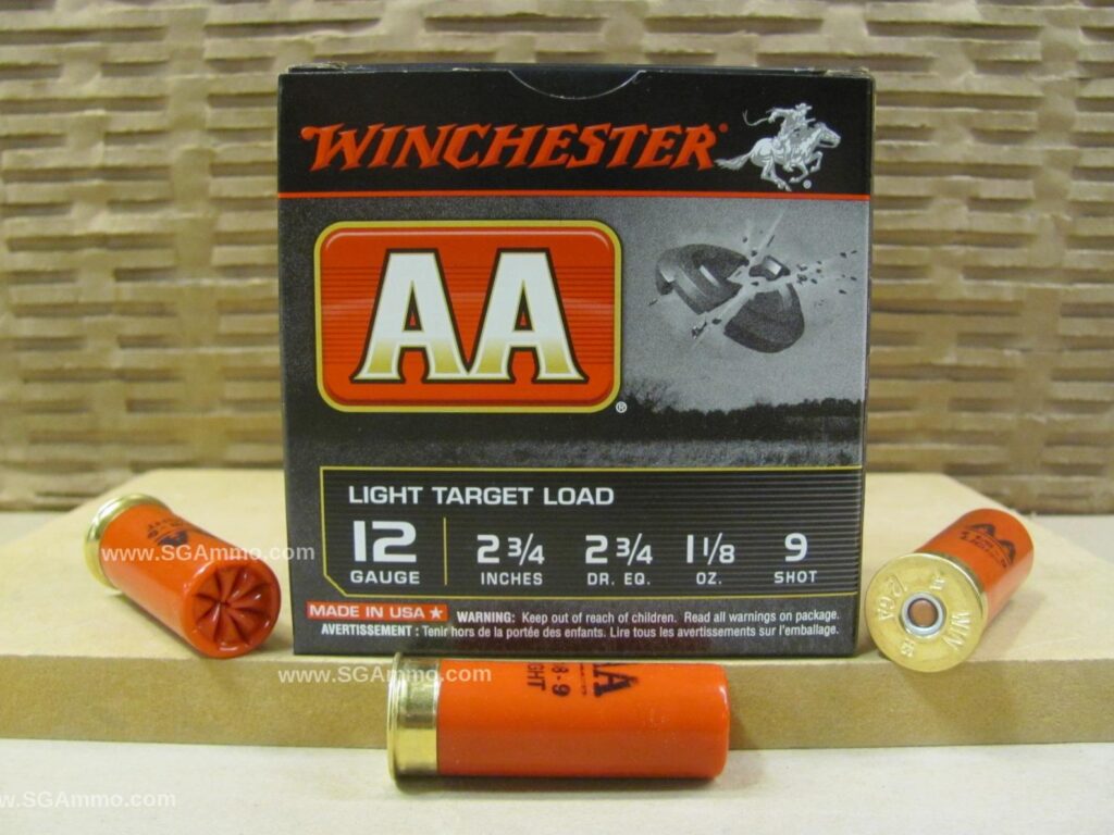 250 Round Case - 12 Gauge 2.75 Inch 1-1/8 Ounce Number 9 Shot Winchester AA Target Ammo - AA129 - Bulk Ammo For Sale | Cheap Ammunition | SG Ammo