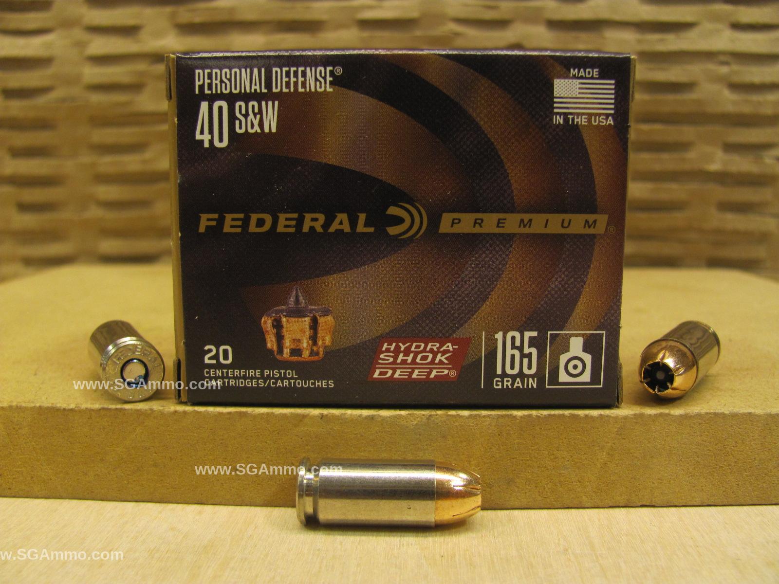40 SW Cal 165 Grain Federal Hydra-Shok Deep Personal Defense Hollow Point Ammo – P40HSD1
