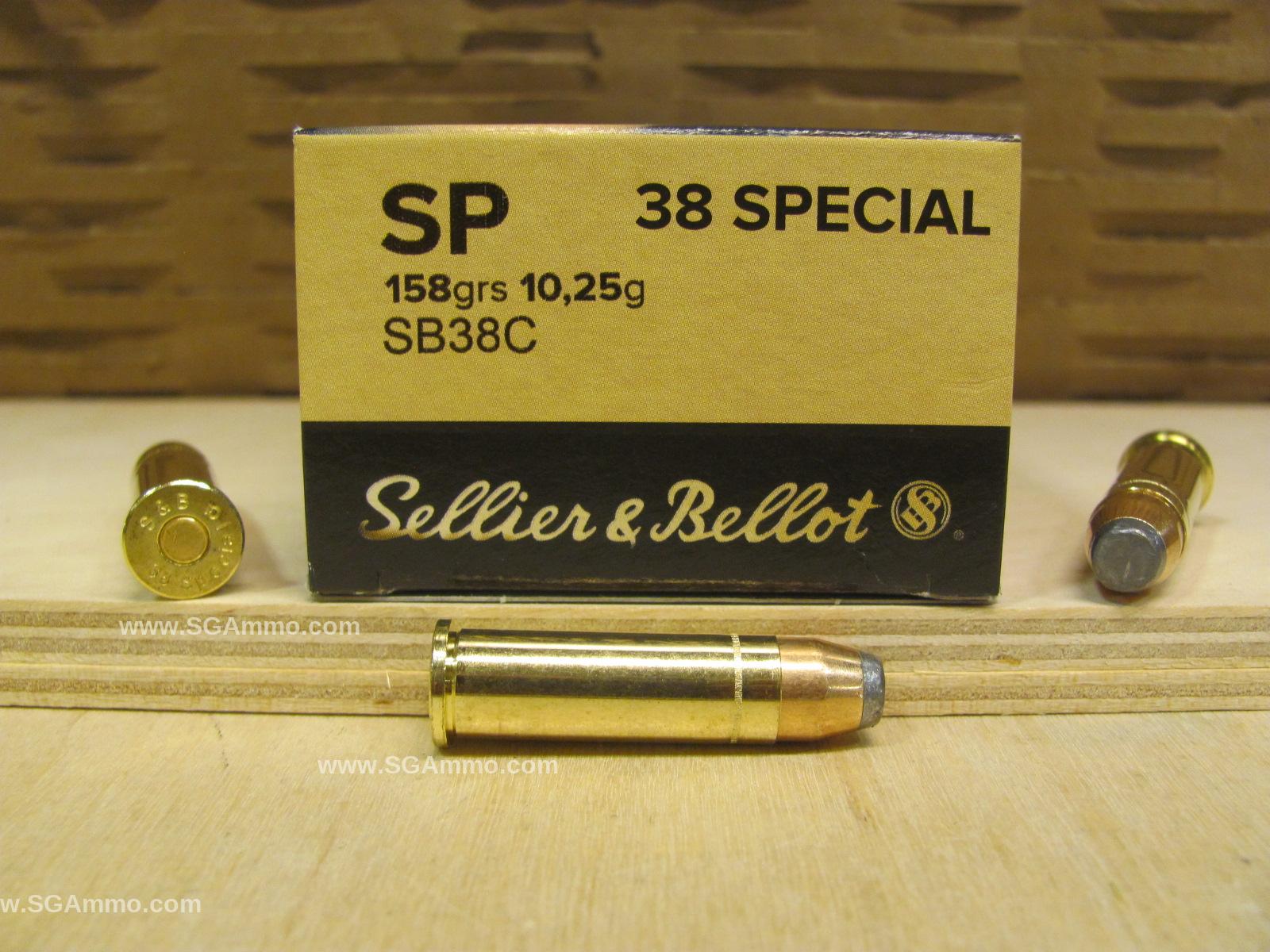 38 Special 158 Grain JSP Soft Point Ammo by Sellier Bellot - SB38C