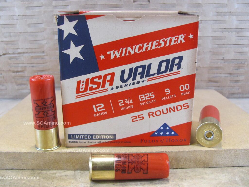 25 Round Box - 12 Gauge 2.75 Inch 9 Pellet 00 Buck 1325 FPS Winchester USA Valor Series Ammo - USA1200VP - Premium Ammo For Sale | In Stock | SG Ammo