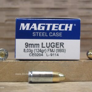 1000 Round Case - Steel Case 9mm Luger 124 Grain FMJ Magtech Ammo - 9BS