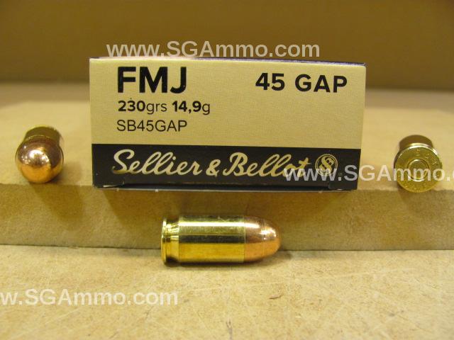 1000 Round Case – 45 GAP 230 Grain FMJ Ammo by Sellier Bellot – SB45GAP – READ DESCRIPTION