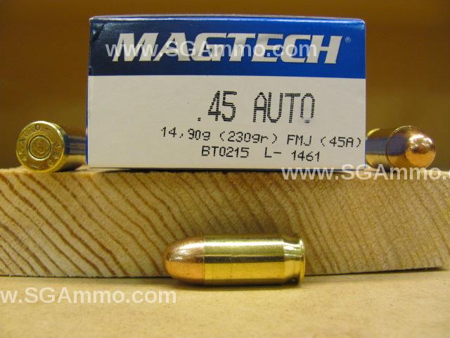 45 Auto 230 Grain FMJ Ammo by Magtech - 45A