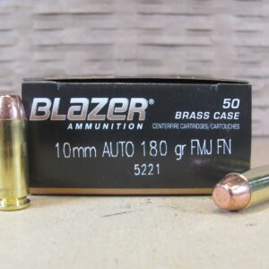 50 Round Box - 10mm Auto 180 Grain FMJ FN CCI Blazer Brass Case Ammo - 5221