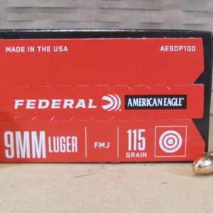500 Round Case - 9mm Luger Federal American Eagle 115 Grain FMJ Ammo - AE9DP100