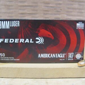 50 Round Box - 9mm Luger Federal American Eagle 147 Grain FMJ Subsonic Flat-Point Ammo - AE9FP