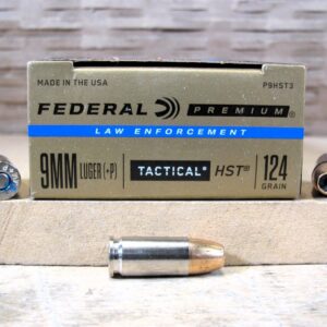 50 Round Box - 9mm Luger +P Federal HST 124 Grain Hollow Point LE Ammo - P9HST3