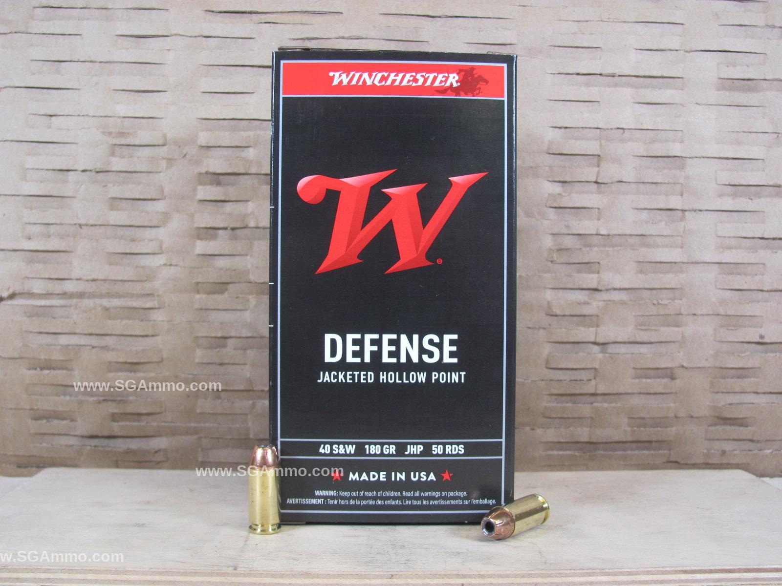 40 SW 180 Grain Jacketed Hollow Point Winchester Defense Ammo – USA40JHP