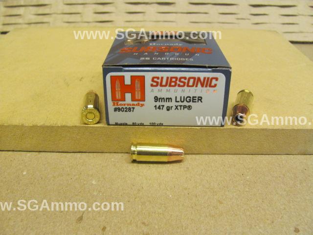 9mm Luger 147 Grain XTP Hollow Point Hornady Subsonic Ammo - 90287