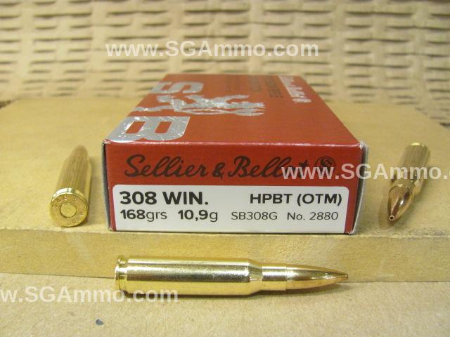 308 Win 168 Grain HPBT OTM Sellier Bellot Ammo - SB308G