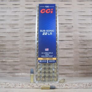 100 Round Plastic Pack - CCI 22 LR Subsonic 40 Grain Hollow Point Ammo - 0056