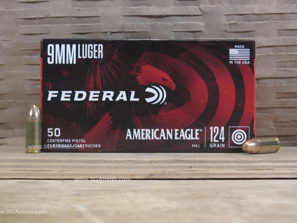 50 Round Box - 9mm Luger Federal American Eagle 124 Grain FMJ Ammo - AE9AP - Premium Ammo For Sale | In Stock | SG Ammo