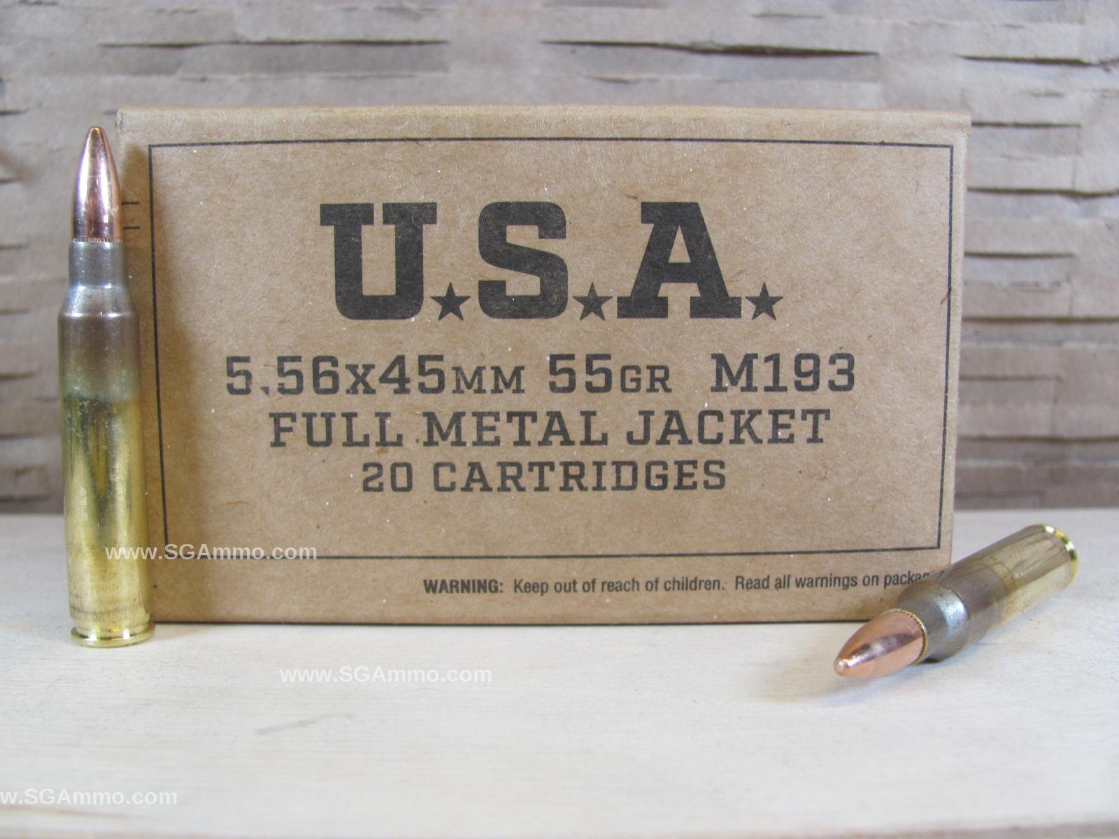 1000 Round Case - 5.56mm 55 Grain FMJ Winchester Lake City M193 Ammo - SGM193KW