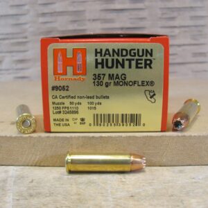 250 Round Case - 357 Magnum 130 Grain Monoflex Hornady Handgun Hunter Ammo - 9052