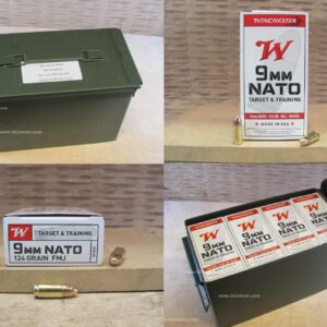 1000 Round Can - 9mm NATO 124 Grain FMJ Winchester Mil-Spec Ammo - Q4318 - Packed in M2A1 Metal Canister