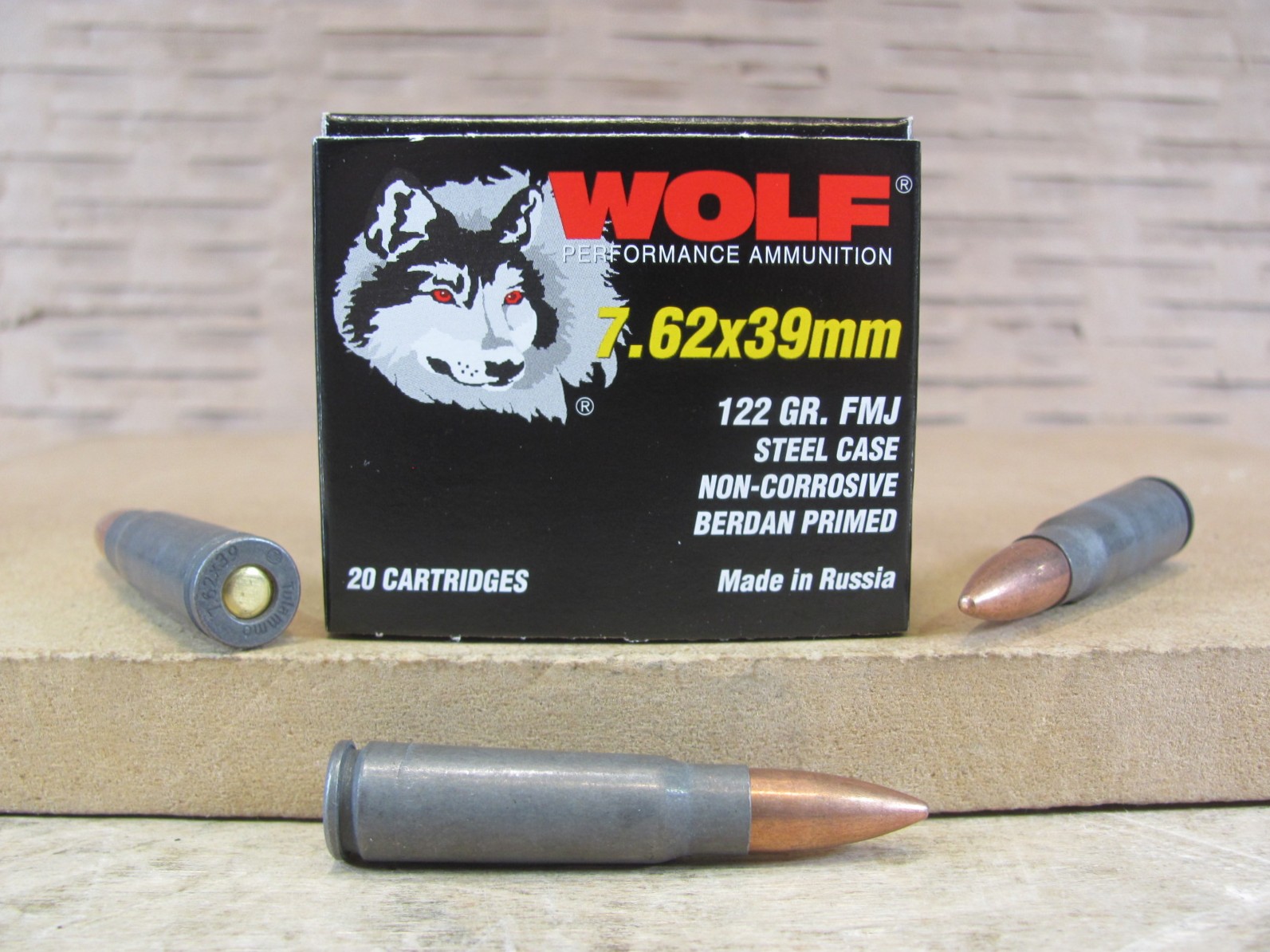 1000 Round Case - Wolf 7.62x39 122 Grain FMJ Ammo Made by UCW in Russia