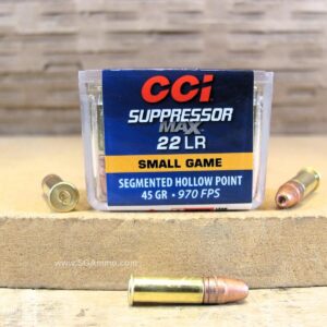 100 Round Box - 22 LR 45 Grain Segmented Hollow Point Suppressor Max CCI Ammo - 22SMX