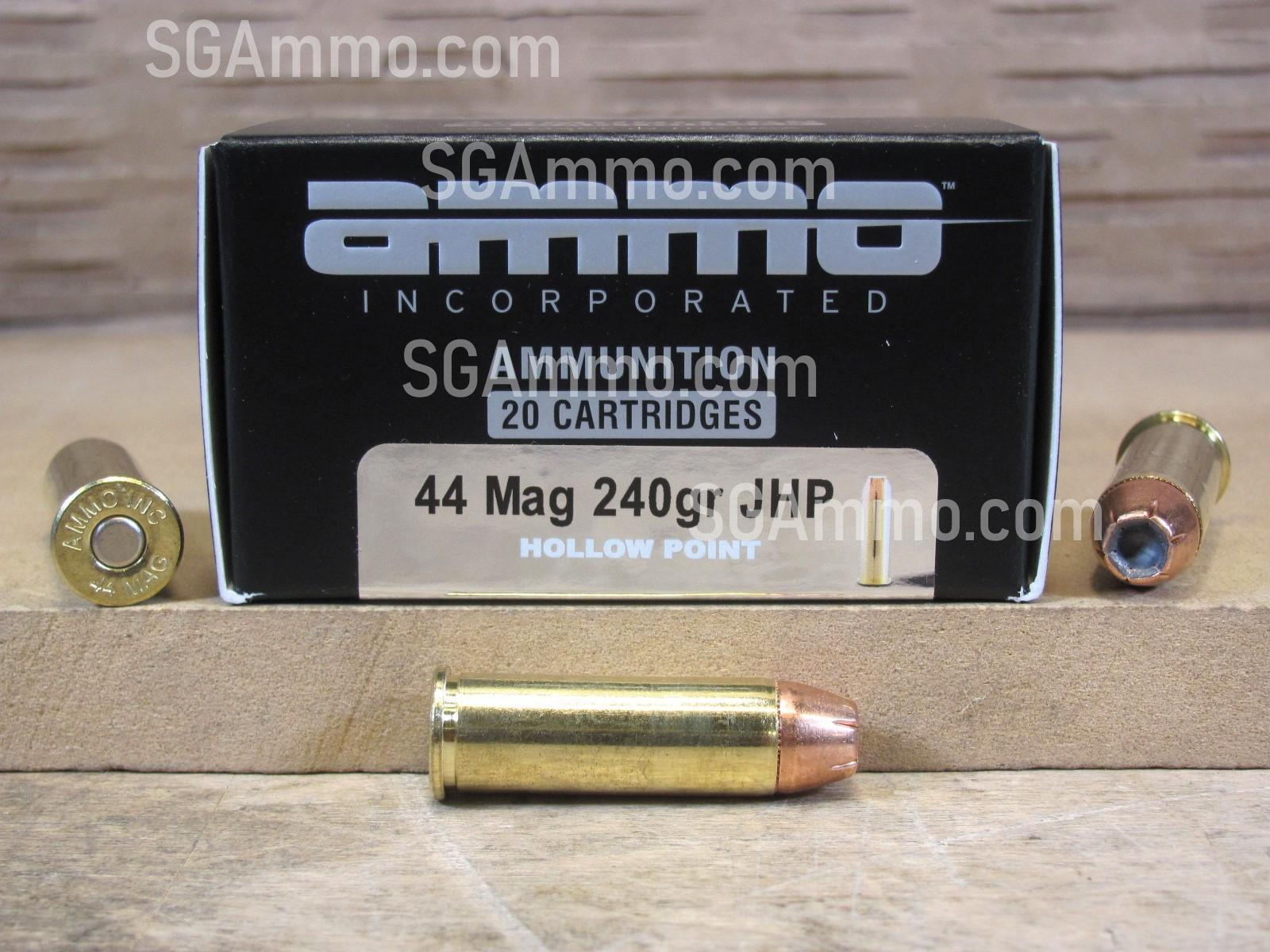 200 Round Case - 44 Magnum 240 Grain Jacketed Hollow Point - Ammo Inc. Closeout