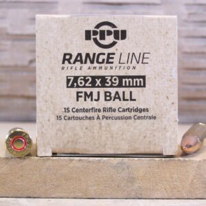 15 Round Box - 7.62x39 123 Grain FMJ Ball Prvi Partizan Range Line Ammo - PPR739