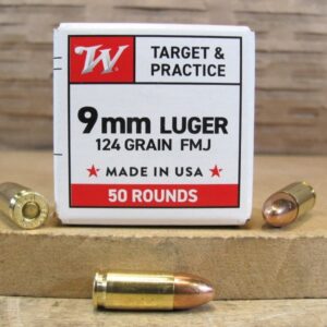1000 Round Case - 9mm Luger 124 Grain FMJ Winchester Target & Practice Ammo - W9MM12450