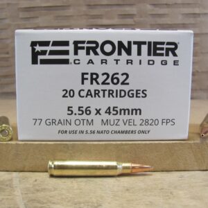20 Round Box - 5.56 x 45mm 77 Grain Open Tip Match Hornady Frontier Ammo - FR262 - FOR USE IN 5.56 NATO CHAMBERS ONLY