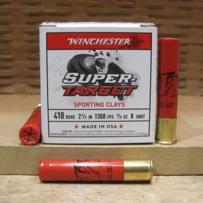 25 Round Box - 410 Gauge 2.5 Inch 1300 FPS 1/2 Ounce Number 8 Shot Winchester Super Target Ammo - TRGTS418