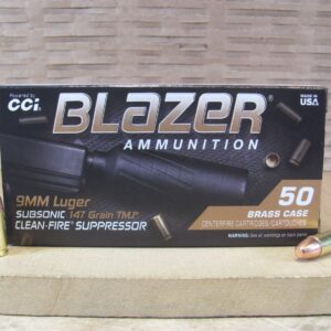500 Round Case - 9mm Luger 147 Grain TMJ Subsonic Clean Fire CCI Blazer Suppressor Ammo - 5203S