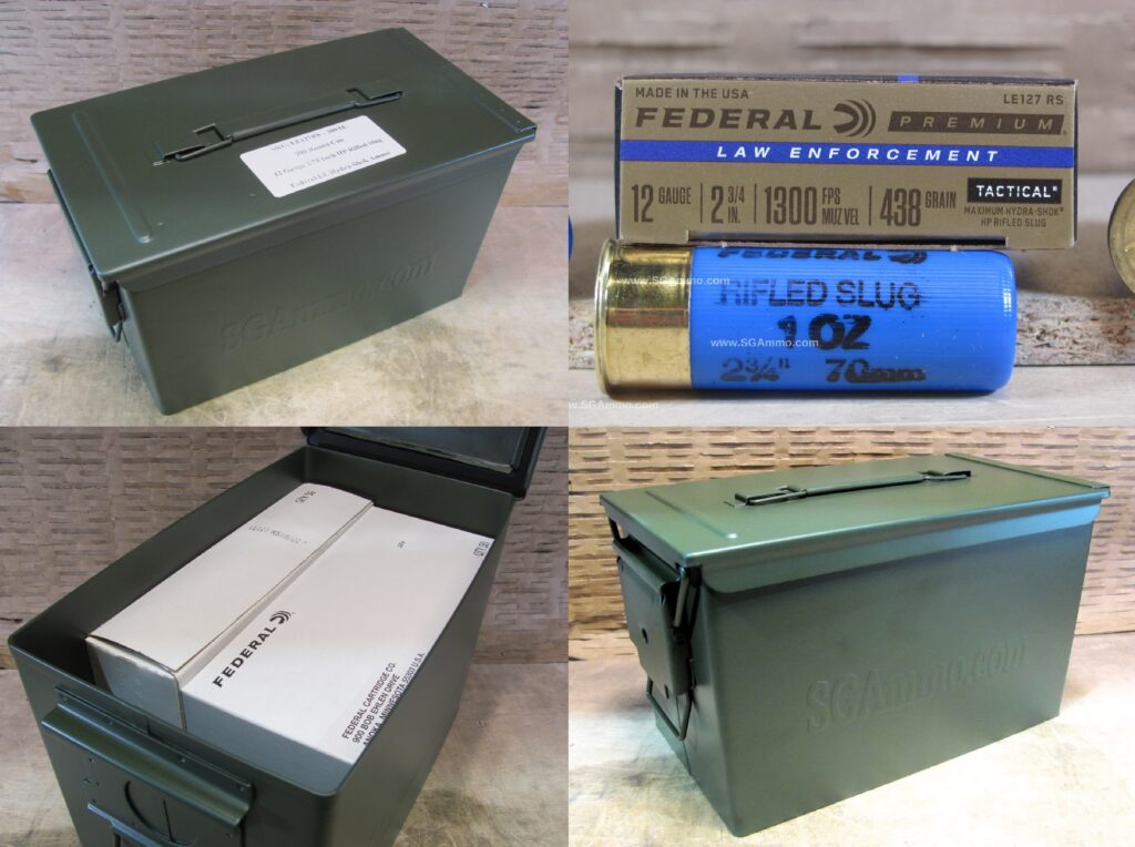 200 Round Can - 12 Gauge Federal Hydra Shok Slug LE Ammo - LE127RS - Packed in PA108 SAW Canister - Premium Ammo For Sale | In Stock | SG Ammo
