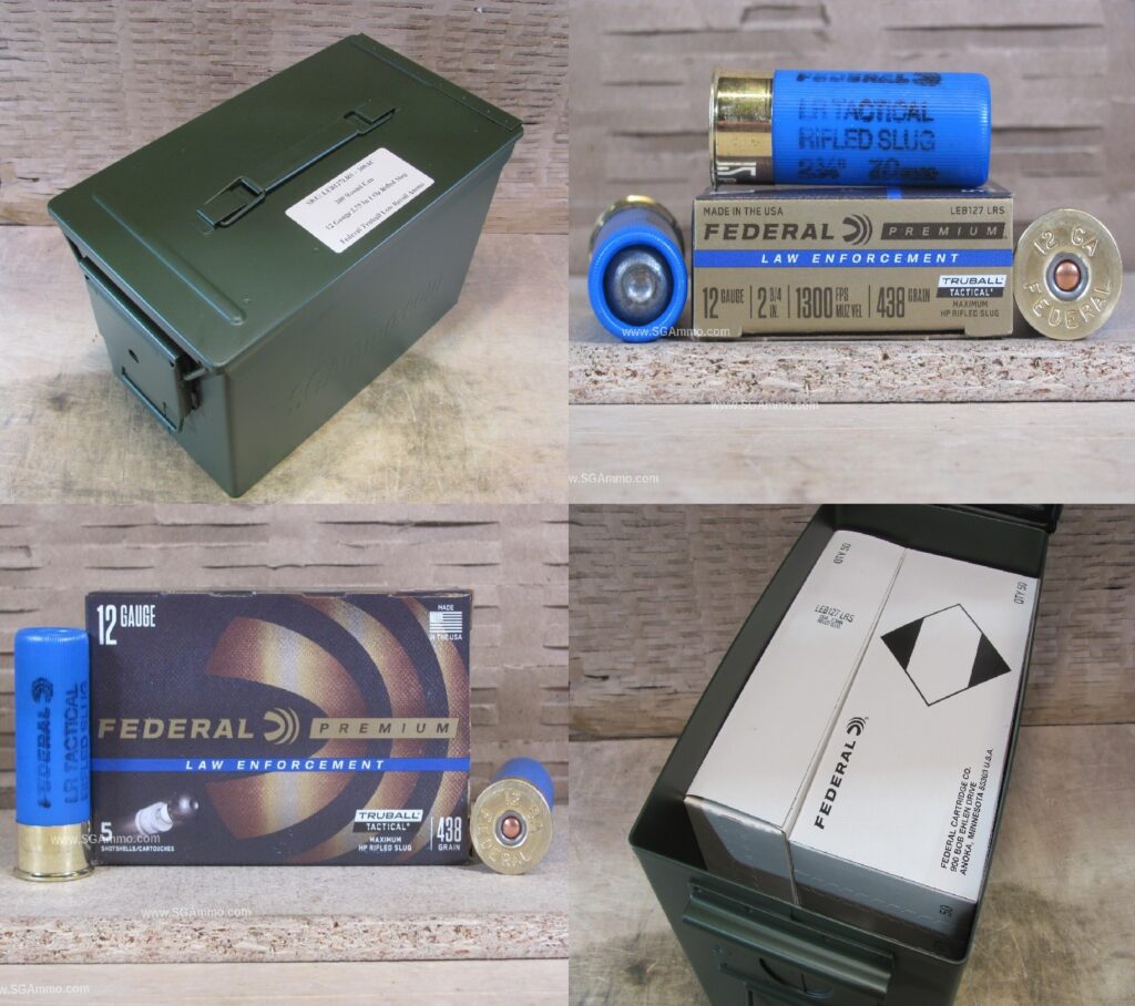 200 Round Can - 12 Gauge Federal Rifled TruBall Slug Low Recoil - LEB127LRS - Packed in PA108 SAW Canister - Premium Ammo For Sale | In Stock | SG Ammo
