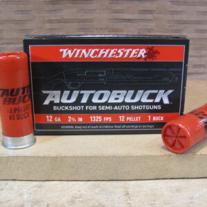 5 Round Box - 12 Gauge 2-3/4 Inch 12 Pellet 1325 FPS Number 1 Buckshot Winchester Autobuck Ammo - USAB121