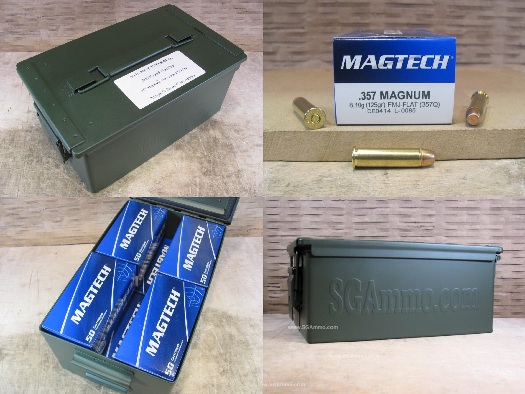 500 Round Flat Can - 357 Magnum 125 Grain FMJ Flat Magtech Ammo - 357Q - Packed in Metal Canister