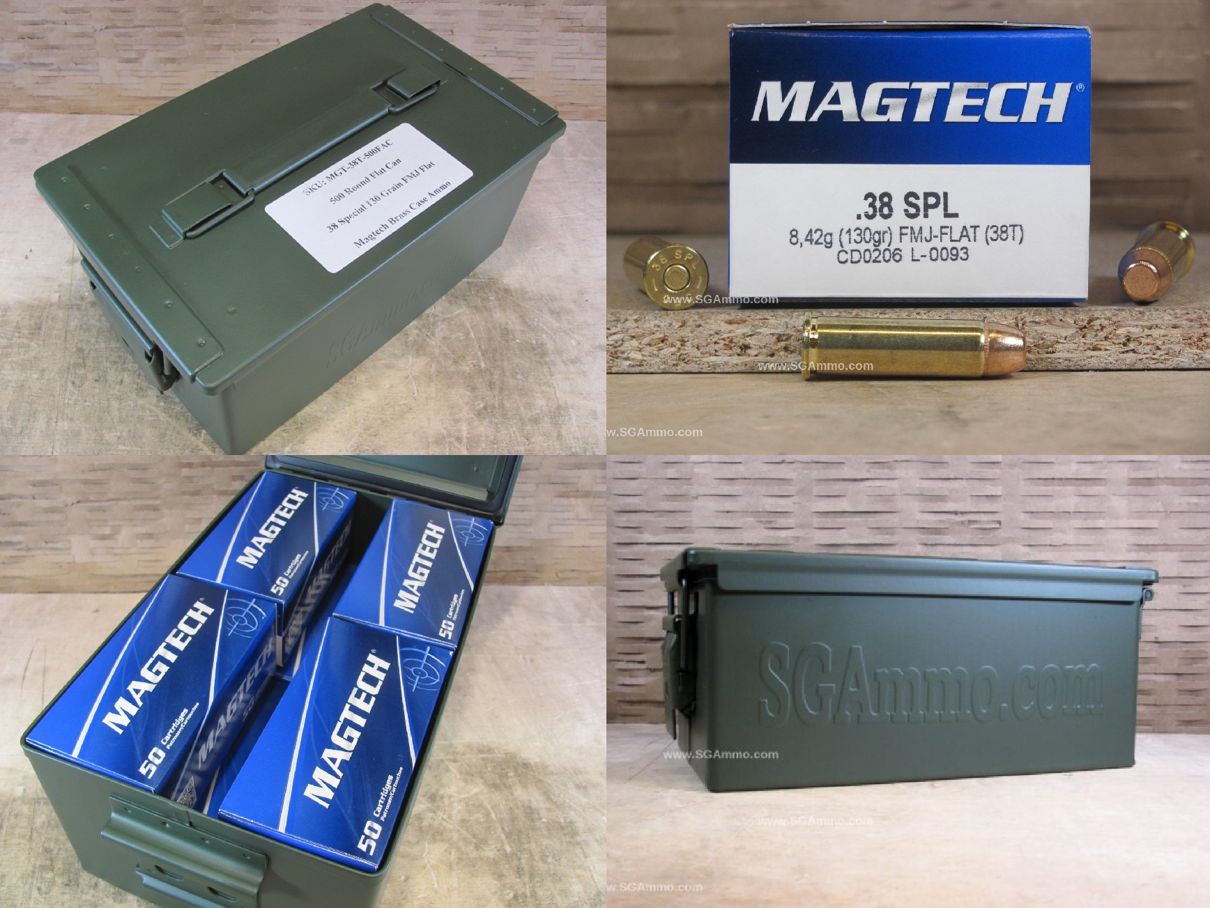 500 Round Flat Can - 38 Special 130 Grain FMJ-Flat Ammo by Magtech - 38T - Packed in Metal Canister